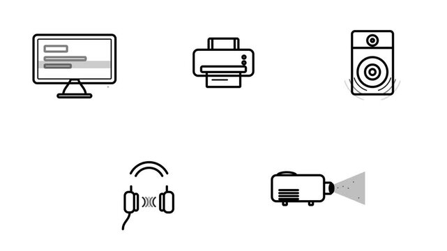 Output Visual Audio Minimalist Tech Icons Bundle Loop