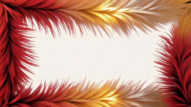 Autumn Leaf Border Frame With Palm Fronds Theme.