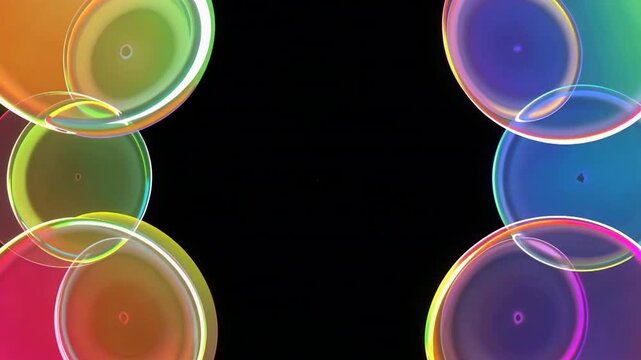 Colorful Bubbles floating against a black background video.