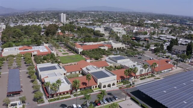 Daytime aerial view of the downtown skyline and civic center of Chula Vista, California, USA.