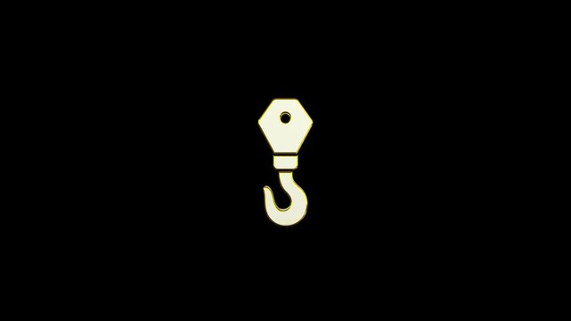 3D crane hook icon video black background. Three-dimensional Crane hook icon animation. 3D Crane hook motion animation.