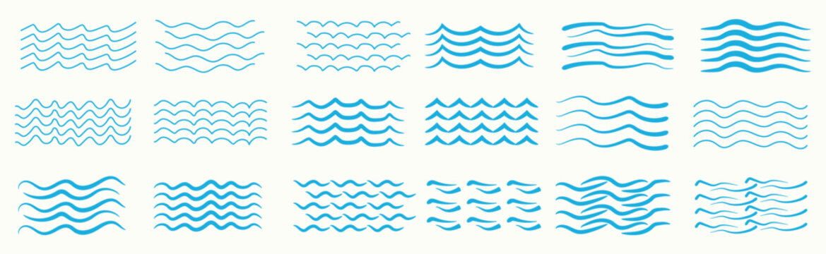 Wave vector icon set. Water symbol waves illustration sign collection. Ocean logo, Sea icons web.
