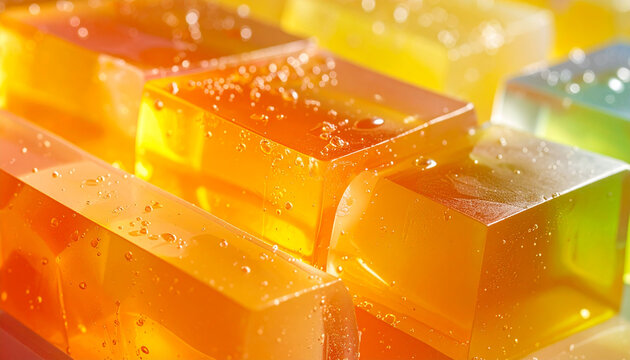 Colorful translucent cubes with moisture