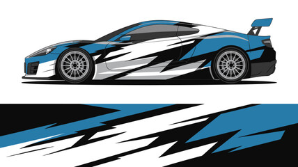 Obraz premium Blue and white sports car design.