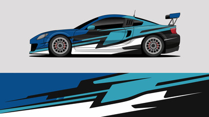 Obraz premium Blue Sports Car Racing Vehicle.