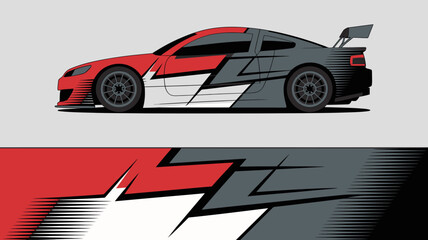Obraz premium Red and black sports car design.