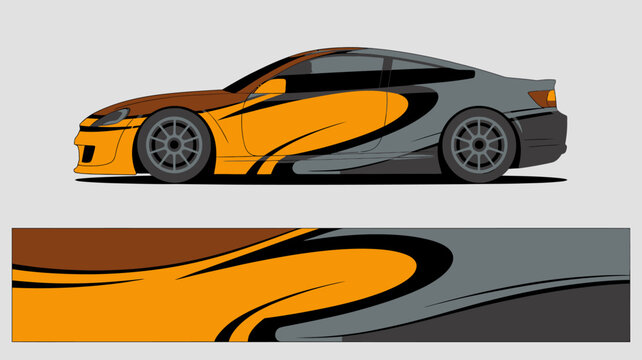 Orange and black sports car design.