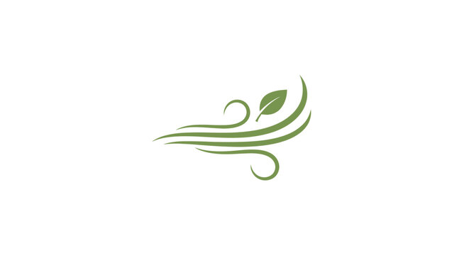 Green leafy abstract swirling design element.