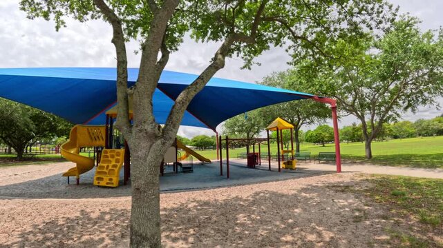 Motion video orbit around a childrens playground