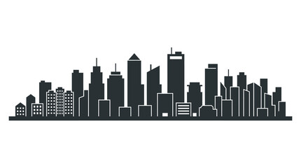 Obraz premium Silhouette of a modern urban city skyline in black and white