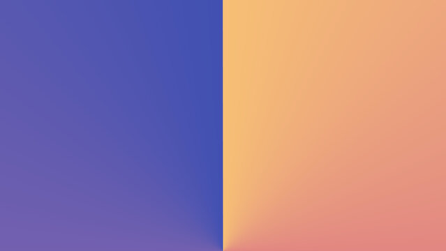 A split screen background, featuring a deep, blue color on, the left side, and a soft, peach orange color, on the right, side, creating a, sharp vertical contrast, between the two, distinct color