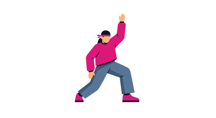 Fototapeta premium Person Dancing with Arm Raised in Pink Outfit