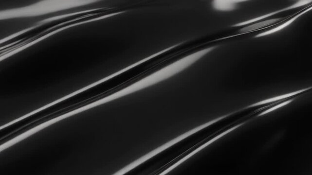 Smooth black reflective waves with futuristic luxury texture and flowing light motion
