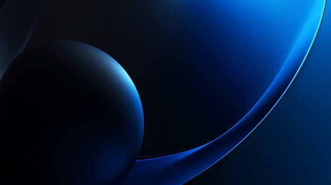 Deep Blue Metallic Curved Surface with Sphere Element for Futuristic Science and Technology Abstract Backdrop or Product Display