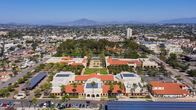 Daytime aerial view of the downtown civic center of Chula Vista, California, USA.