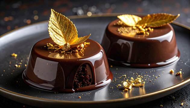 Elegant dark chocolate lava cakes