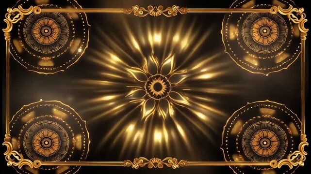 Mandala Background with Gold Decorative Border