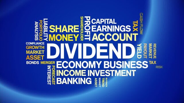Dividend animated word cloud-text design animation tag kinetic typography seamless loop.