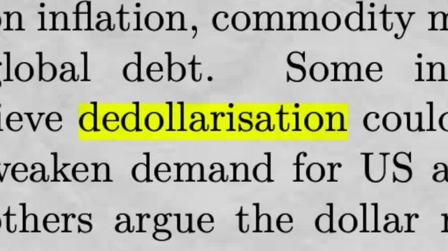 Dedollarisation Highlighted in Newspaper Article Currency Shift and Global Finance Concept