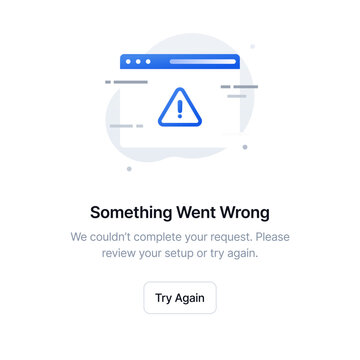 A browser window with an exclamation mark warning icon for general website errors and system failures. Vector illustration
