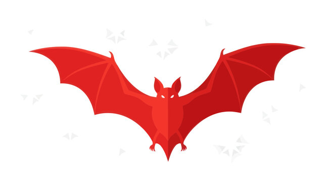 Red Bat Silhouette, Halloween, Spooky, Geometric, Minimalist Design