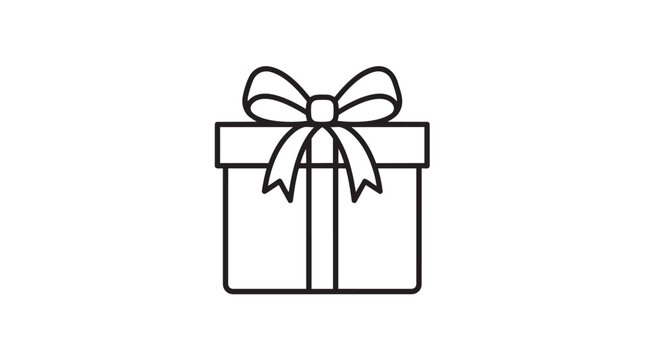 Line drawing of a wrapped gift box with a bow line art gift giving birthday