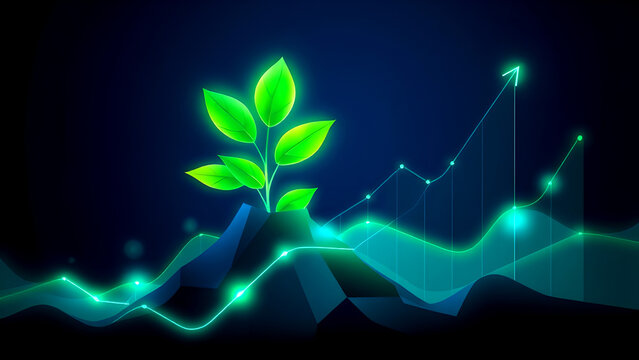 ESG Vector Concept: Green Investment and Sustainable Finance - Abstract Corporate Dark Mode Neon for SaaS Websites