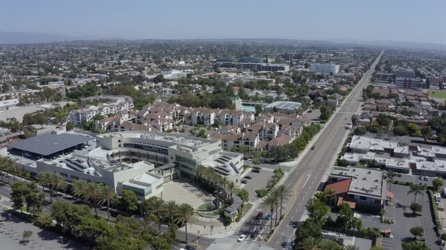 Aerial view of the dense urban downtown core of Chula Vista, California, USA.