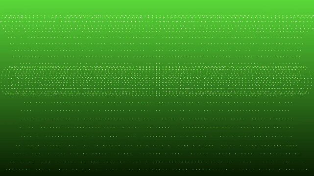 Abstract behongo green gradient background animation featuring tiny glowing light dots arranged like a luminous sheet. The particles blink softly while rolling and folding horizontally.