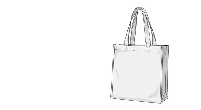 Blank white canvas tote bag, isolated on white background, mockup template