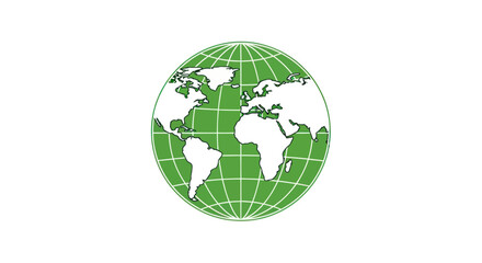 Obraz premium Green Globe Earth Map Illustration on White Background