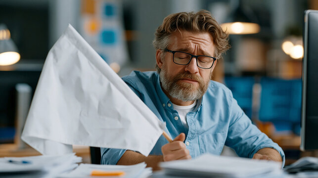 Symbol of Surrender: A weary man waves a white flag of surrender, expressing a sense of defeat, exhaustion, and resignation. Capturing the raw emotion of giving up in a moment of overwhelmed defeat.