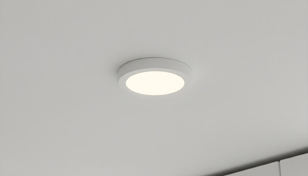 White led flush mount ceiling light illuminating modern interior