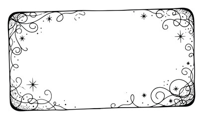 Fototapeta premium Hand drawn decorative frame with curly flourishes dots and stars suitable for invitations and certificates