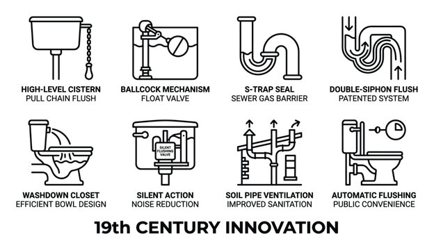 19th century toilet innovations high level cistern ballcock s trap double siphon flush washdown closet.