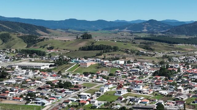 The city of Bom Retiro is located in the mountains of Santa Catarina. It's near Urubici and Florianopolis. Aerial view.