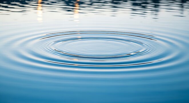 Ripples on the surface of blue water, abstract background