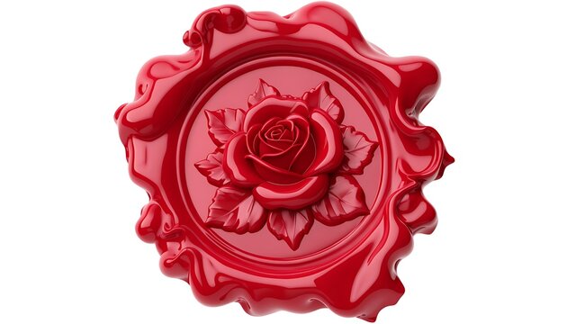 Red wax seal with rose embossing