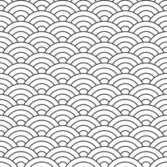 Japanese Seigaiha Wave Scale Seamless Pattern - Traditional Geometric Design © 青葉れな