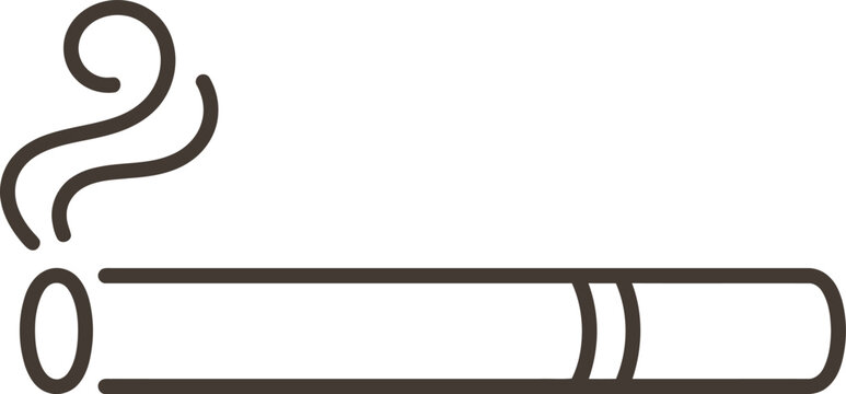 Simple line drawing of a cigarette with smoke rising  symbol for smoking habit