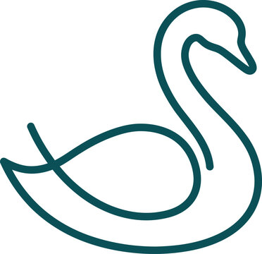 Simple line drawing of a swan on a white background