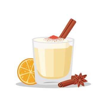 Eggnog with Cinnamon and Orange Slice