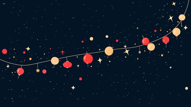 Night sky with warm lanterns and scattered stars across the dark canvas tonight!!