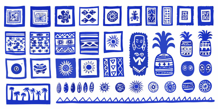 blue and white african inspired textile pattern collection