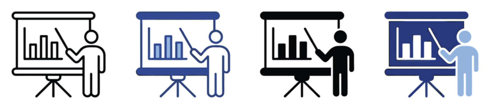 Professional presenting statistical bar graphs on a projector screen for business analysis