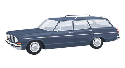 Obraz premium Vintage Blue Station Wagon Car - Retro Automobile Illustration
