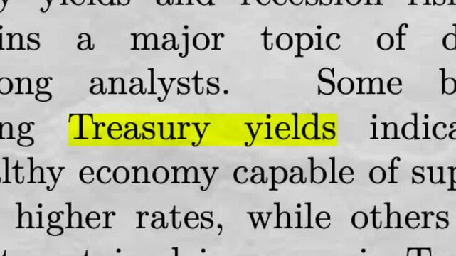 Treasury Yields Highlighted in Newspaper Article Bond Market Interest Rates and Finance Concept