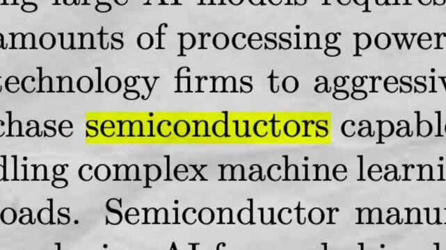 Semiconductors Highlighted in Newspaper Article Technology Supply Chain and AI Chip Concept