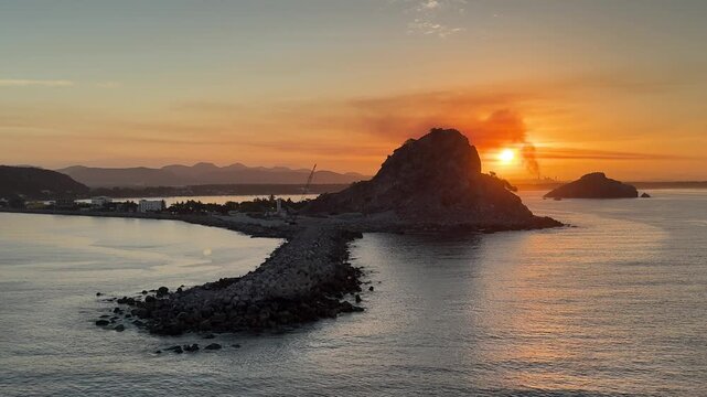 Beautiful Sunrise over Isla de Los Chivos in Mazatlan Mexico
