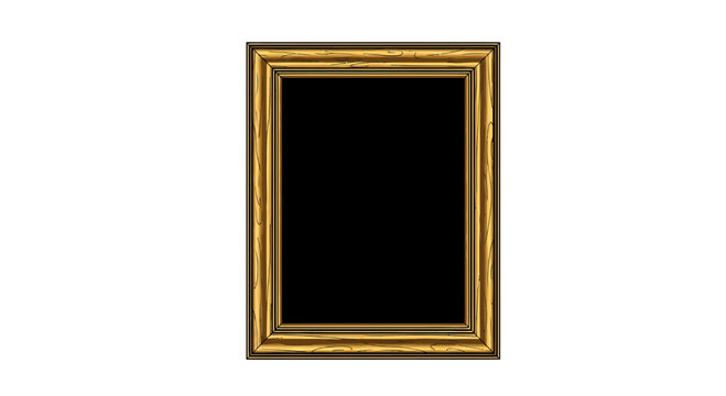 Ornate gold picture frame with black copy space on white background